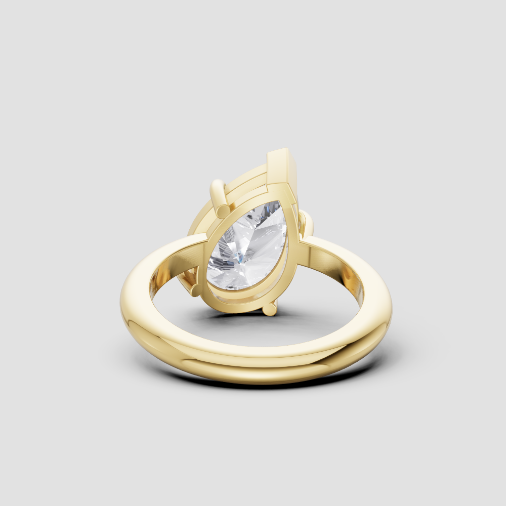 Modern Pear-Cut Diamond Solitaire Engagement Ring – 14k Yellow Gold with V-Prong