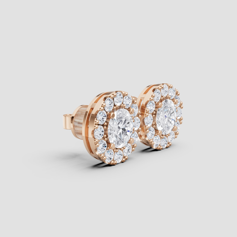 Classic Halo Stud Earrings – Brilliant Center Stone with Pavé Halo Setting (Gold & Silver)