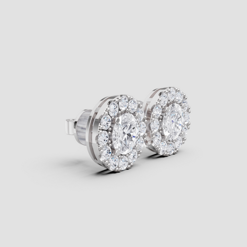 Classic Halo Stud Earrings – Brilliant Center Stone with Pavé Halo Setting (Gold & Silver)