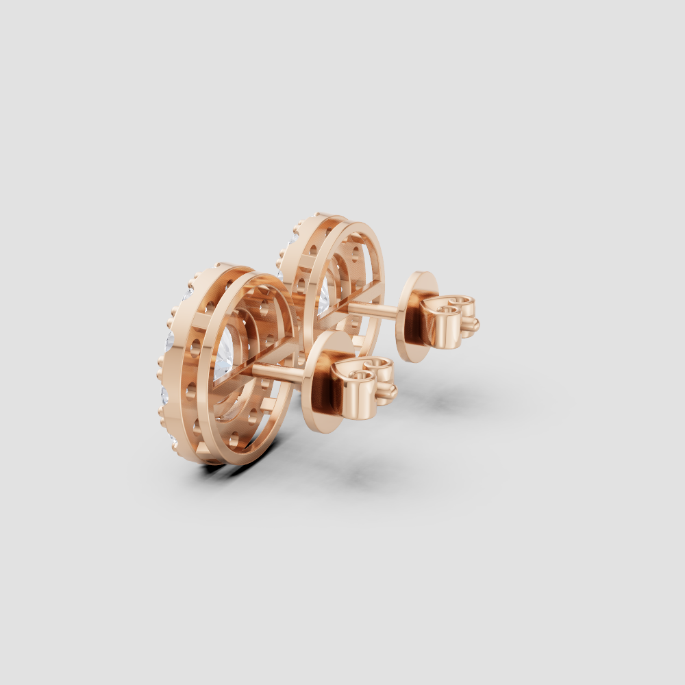 Classic Halo Stud Earrings – Brilliant Center Stone with Pavé Halo Setting (Gold & Silver)