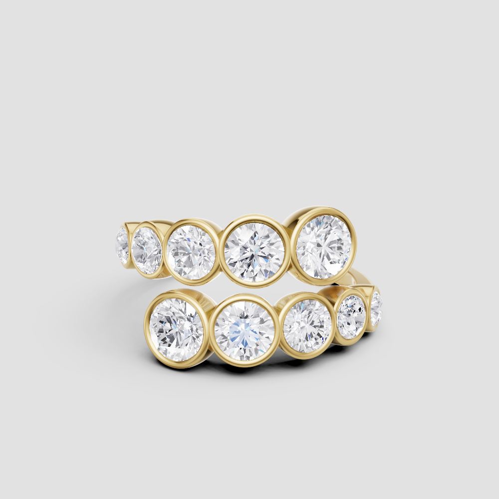 Round Diamond Eternity Band Ring – 14K Gold (Rose, Yellow, White) | Bezel Set Diamond Stackable Wedding Ring