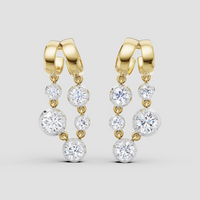 Cascading Multi-Stone Dangle Earrings – Asymmetric Modern Gold Drop Statement Jewelry
