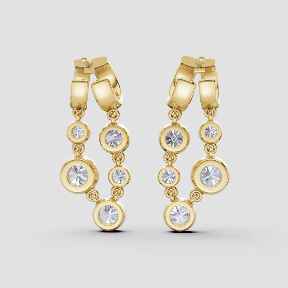 Cascading Multi-Stone Dangle Earrings – Asymmetric Modern Gold Drop Statement Jewelry