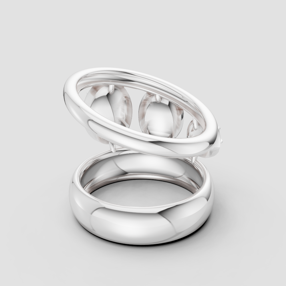 14K Rose Gold Open Sphere Ring – Modern Double Band Statement Ring