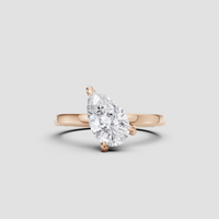 Minimalist Pear-Cut Solitaire Engagement Ring – Elegant 14k Gold & Silver Band