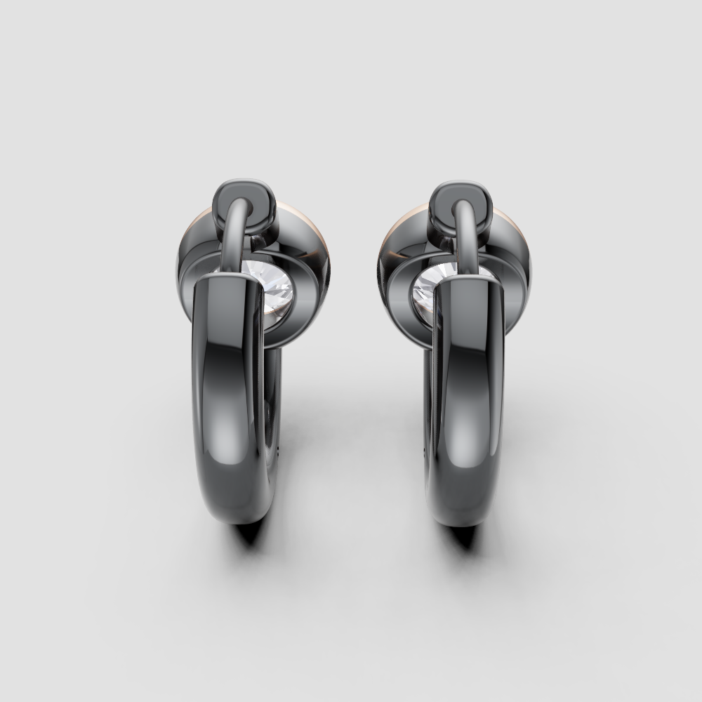 Minimalist Diamond Huggie Hoop Earrings – Available in Yellow Gold, Rose Gold & Black