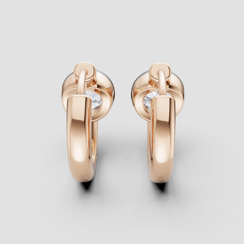 Minimalist Diamond Huggie Hoop Earrings – Available in Yellow Gold, Rose Gold & Black