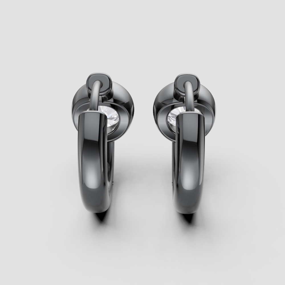 Minimalist Diamond Huggie Hoop Earrings – Available in Yellow Gold, Rose Gold & Black