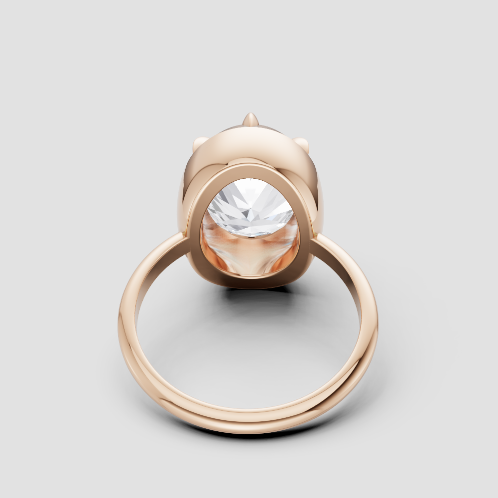 Modern Oval Solitaire Ring – Minimalist Bezel-Set Stacking Band in Gold & Silver