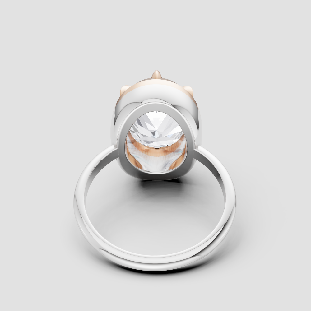 Modern Oval Solitaire Ring – Minimalist Bezel-Set Stacking Band in Gold & Silver