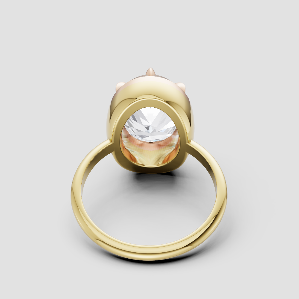 Modern Oval Solitaire Ring – Minimalist Bezel-Set Stacking Band in Gold & Silver