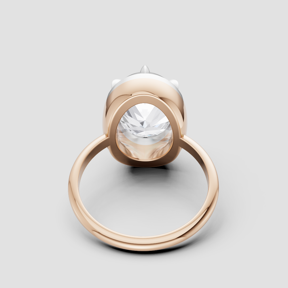 Modern Oval Solitaire Ring – Minimalist Bezel-Set Stacking Band in Gold & Silver