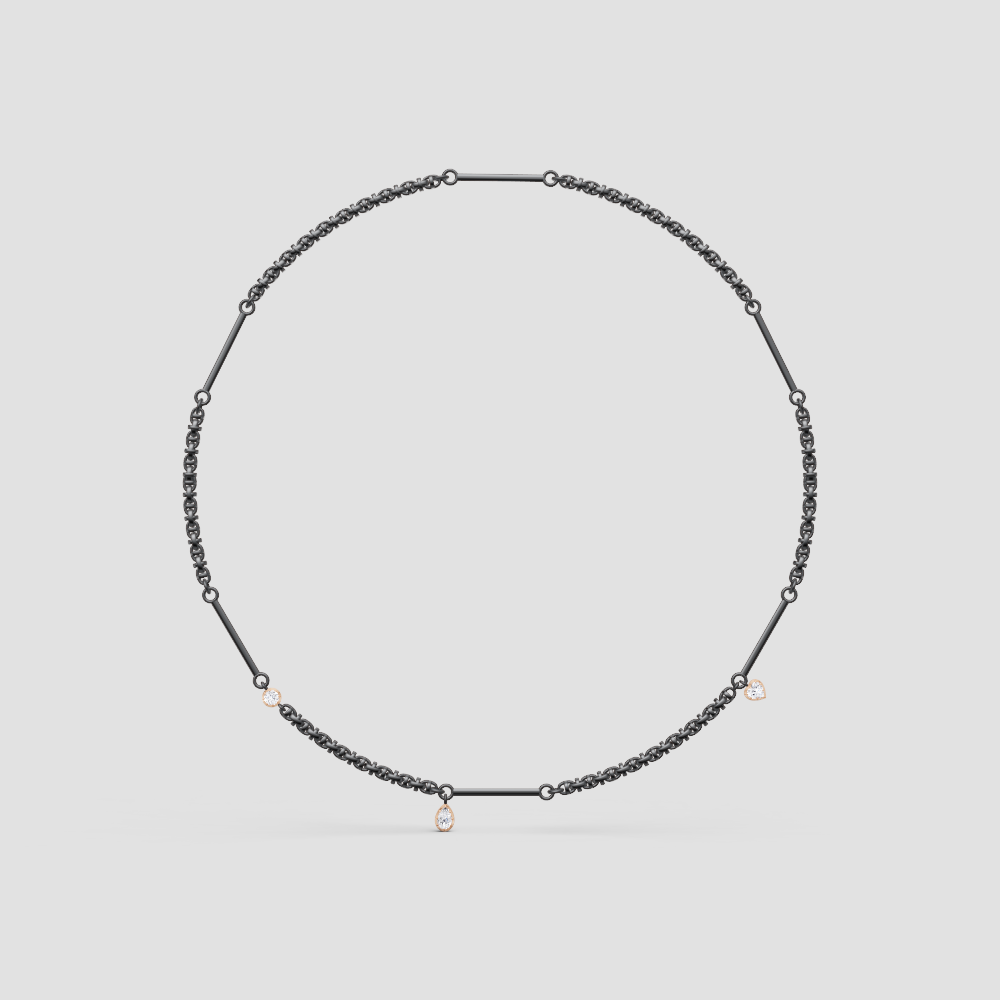 Modern Station Charm Necklace – Minimalist Bar-and-Link Chain with Dangle Accents