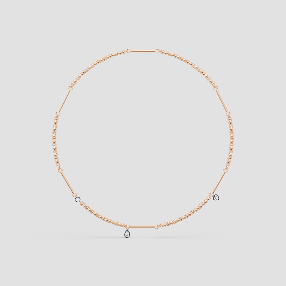 Modern Station Charm Necklace – Minimalist Bar-and-Link Chain with Dangle Accents