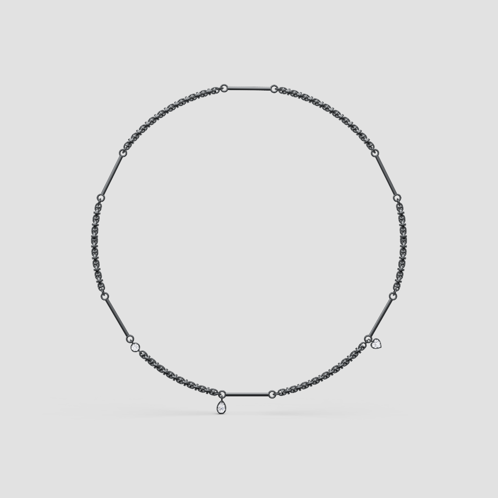 Modern Station Charm Necklace – Minimalist Bar-and-Link Chain with Dangle Accents