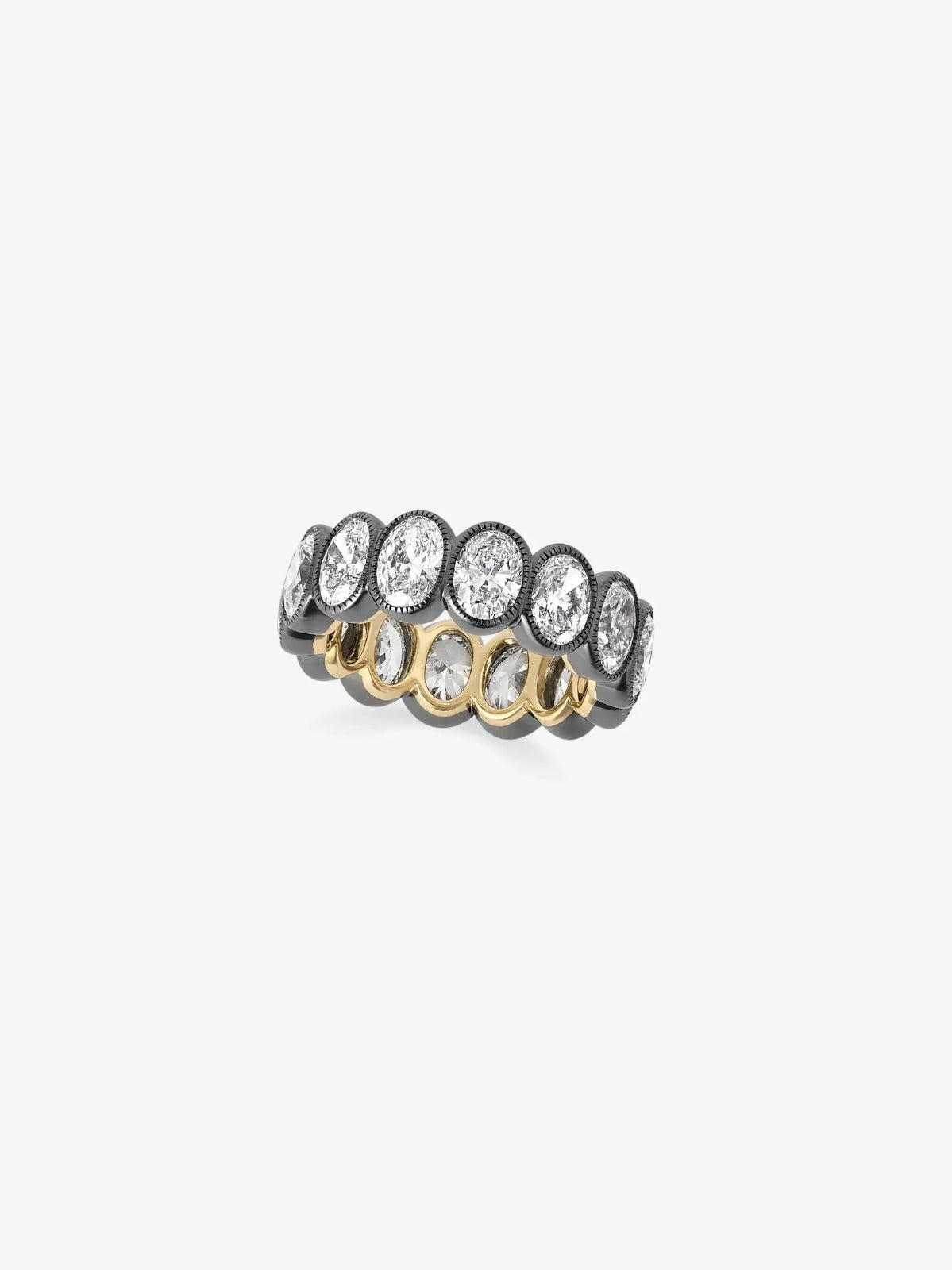Eclipse Oval Diamond Eternity Band in Blackened and 18K Yellow Gold