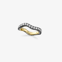 Midnight Wave: Diamond Undulating Band in Blackened Rhodium and 18k Gold