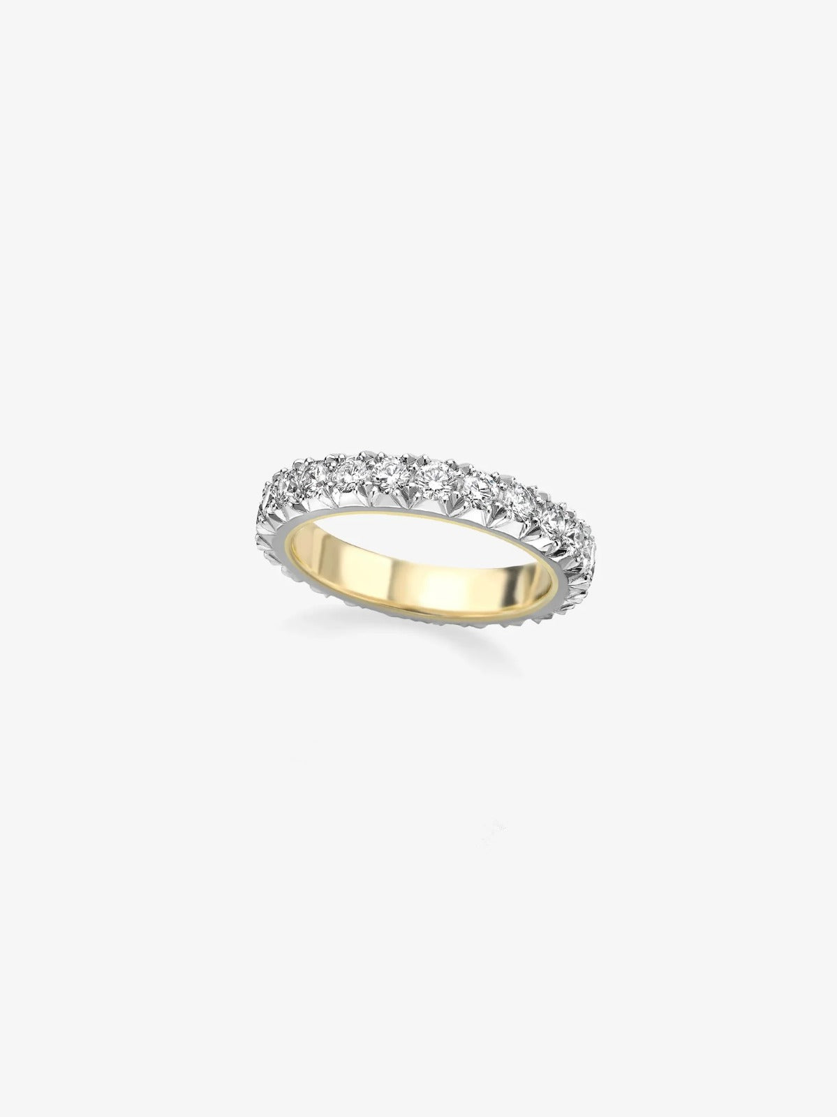 Radiant Two-Tone Scalloped Diamond Eternity Band in 18k Yellow Gold