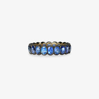 Celestial Blue Oval Sapphire Eternity Band in Blackened 18k Gold