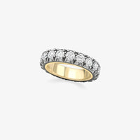 Radiant Noir: Round-Cut Diamond Eternity Band in Blackened and 18K Yellow Gold