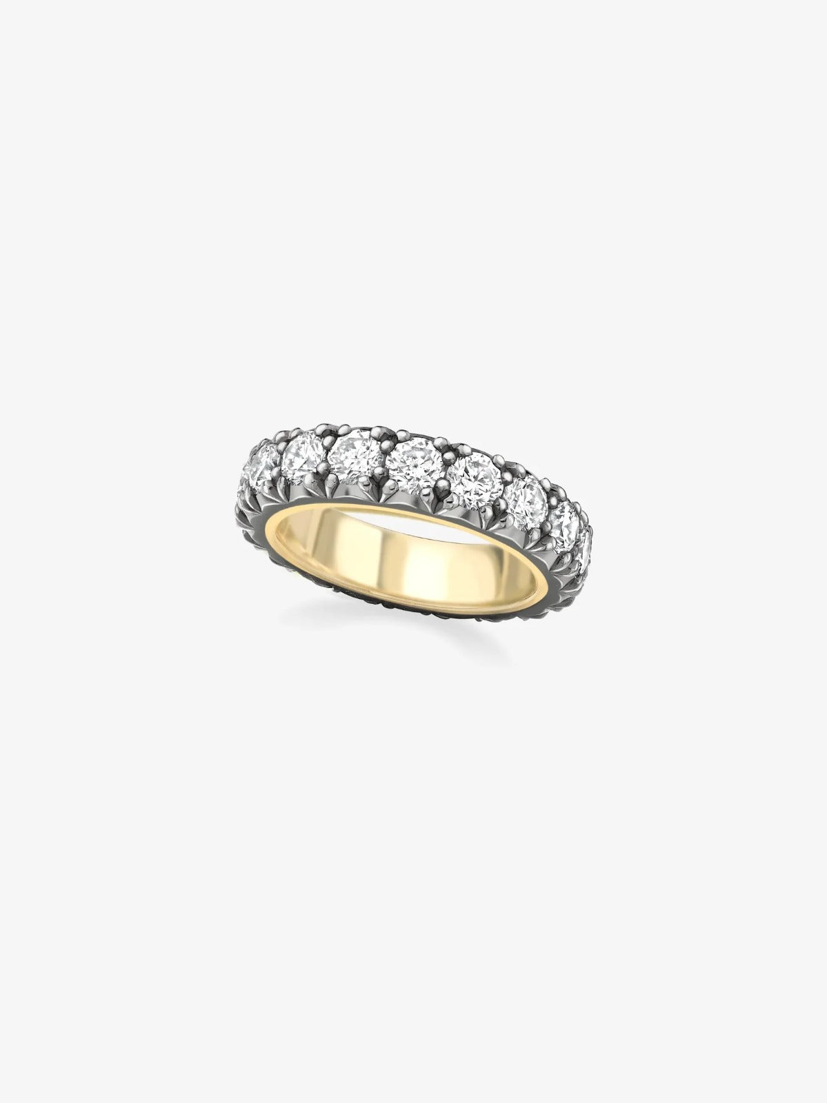 Midnight Radiance: Diamond Eternity Band in Blackened and 18k Yellow Gold