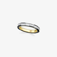 Baguette Diamond & Black Enamel Eternity Band in 18K Yellow Gold