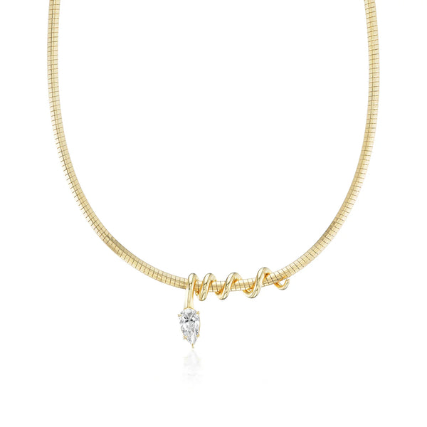 Omega Chain Necklace 16 Inches with Moval Cut 3CT