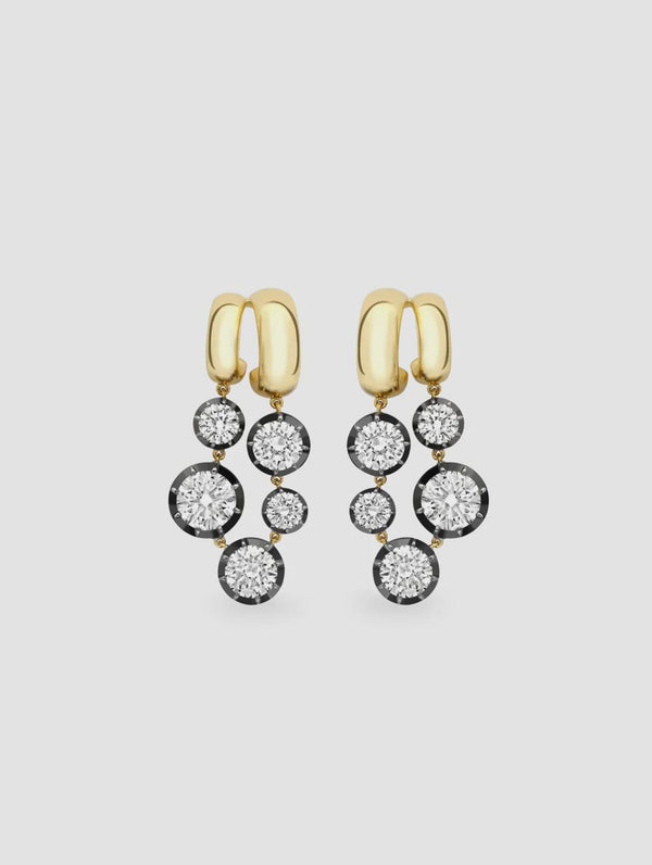 Solar Diamond Blackened Gold Gypset Earrings, Sunburst Diamond Stud Earrings, Minimal Sparkle Earrings, Gift for Her, Women