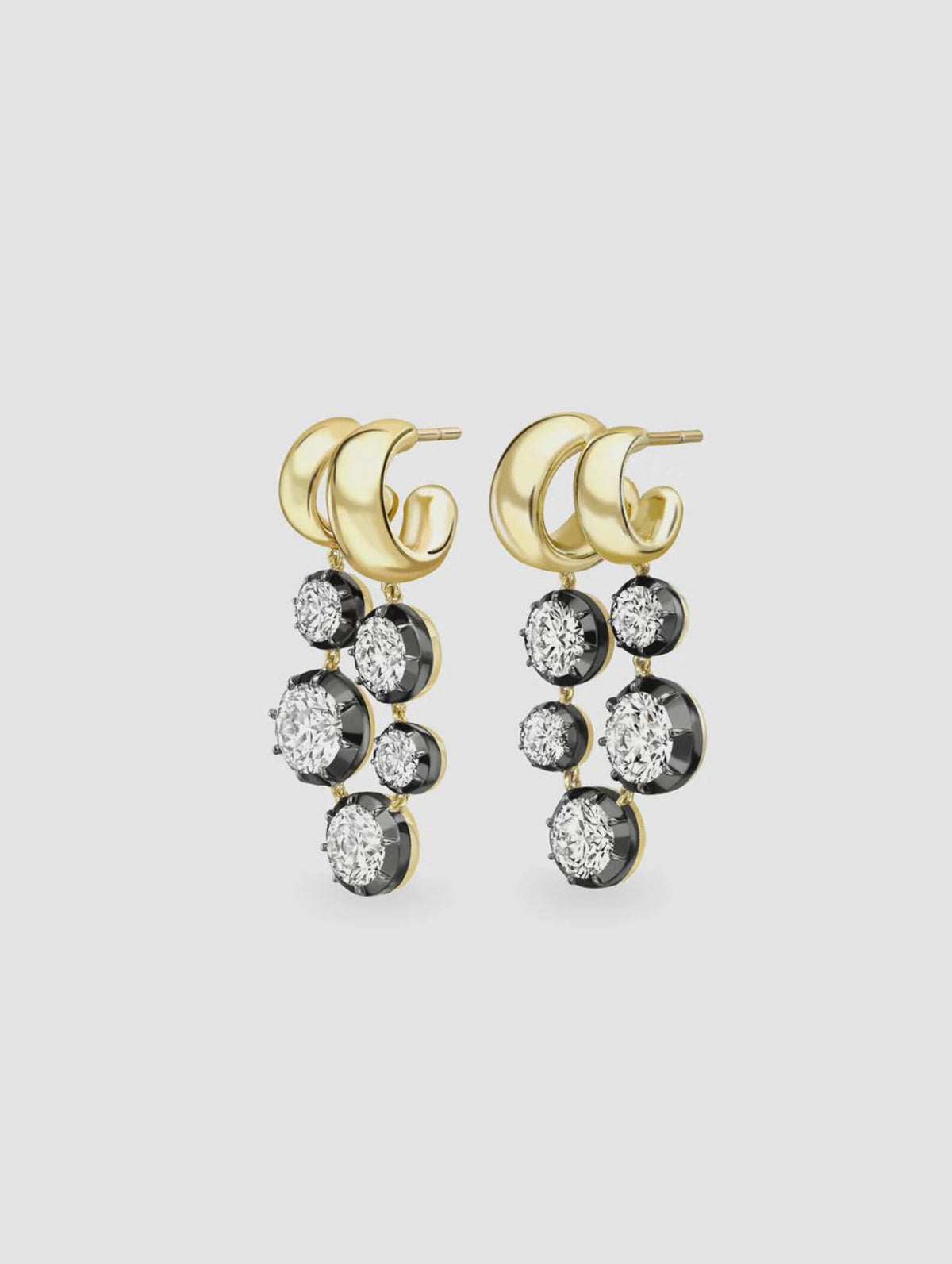 Solar Diamond Blackened Gold Gypset Earrings, Sunburst Diamond Stud Earrings, Minimal Sparkle Earrings, Gift for Her, Women