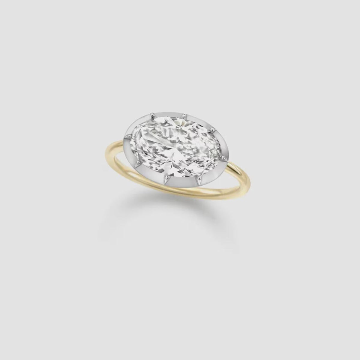 Lab Diamond East-West Oval Ring E–F VVS/VS Georgian-Inspired Button Back with Cleaning Kit