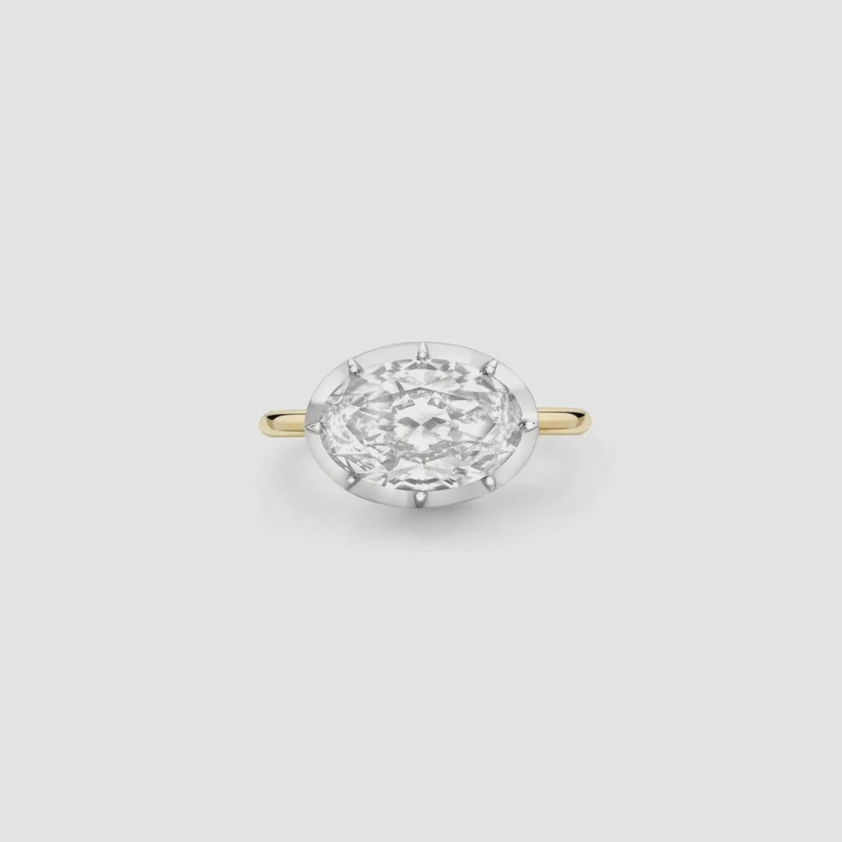 Lab Diamond East-West Oval Ring E–F VVS/VS Georgian-Inspired Button Back with Cleaning Kit